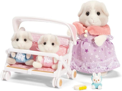 Calico Critters: Patty and Paden's Double Stroller Set (Guinea Pig Twins and Mom)