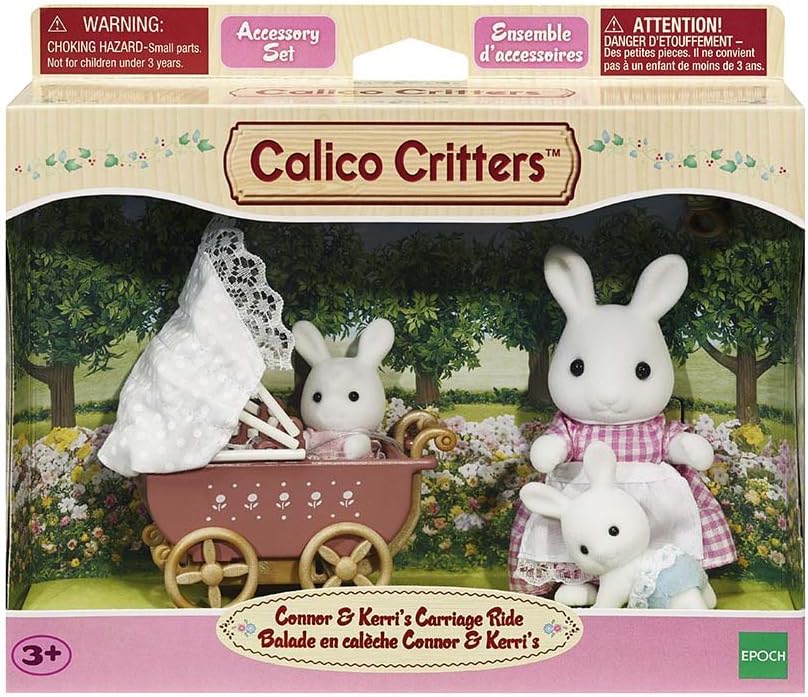 Calico Critters: Connor 'n' Kerri's Carriage Ride Play Set (Milk Rabbit Mom and Babies)