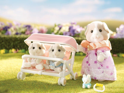 Calico Critters: Patty and Paden's Double Stroller Set (Guinea Pig Twins and Mom)